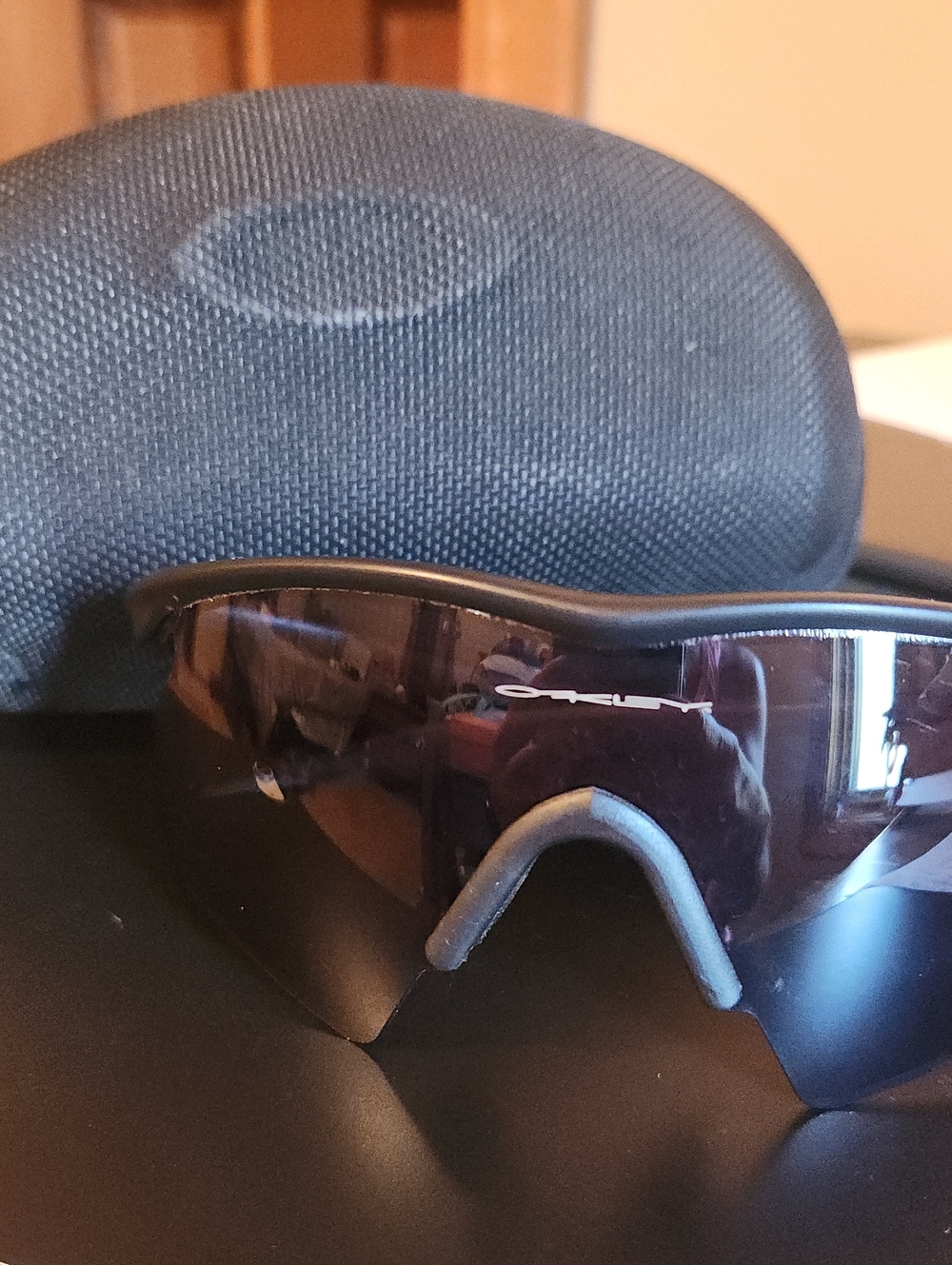Oakley M Frame Sunglasses — Black Frame with Dark Smoke Lens And Case